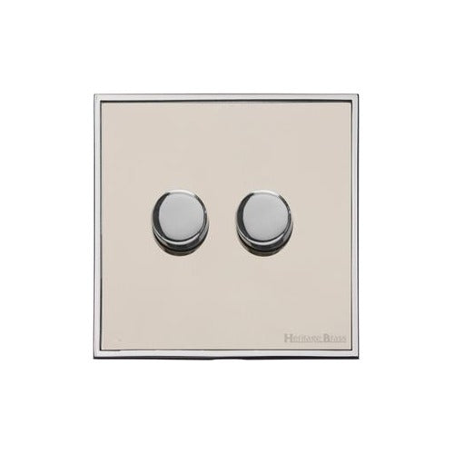 Executive Range Satin Nickel with Polished Chrome Switches & Sockets, EX25 - 2G Multi Location Primary Dimmer by Heritage Brass By M-Marcus