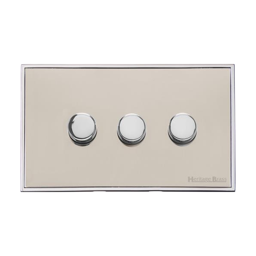 Executive Range Satin Nickel with Polished Chrome Switches & Sockets, EX25 - 3G Multi Location Secondary Dimmer by Heritage Brass By M-Marcus
