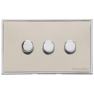 Executive Range Satin Nickel with Polished Chrome Switches & Sockets, EX25 - 3G Multi Location Secondary Dimmer by Heritage Brass By M-Marcus