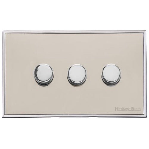 Executive Range Satin Nickel with Polished Chrome Switches & Sockets, EX25 - 3G Multi Location Secondary Dimmer by Heritage Brass By M-Marcus