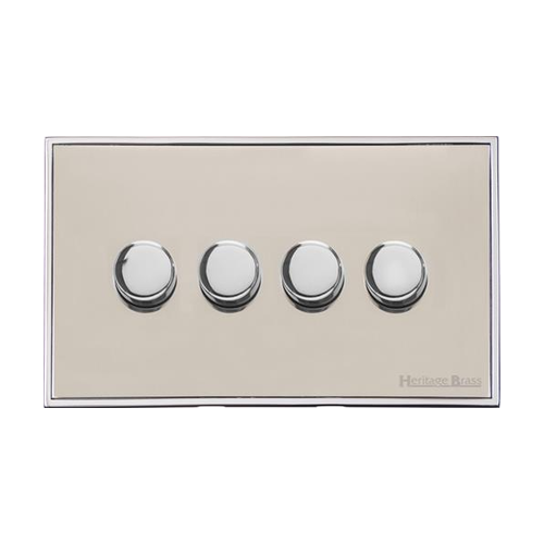 Executive Range Satin Nickel with Polished Chrome Switches & Sockets, EX25 - 4G Multi Location Primary Dimmer by Heritage Brass By M-Marcus