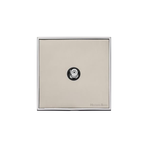 Executive Range Satin Nickel with Polished Chrome Switches & Sockets, EX25 - 1 Gang Satellite Socket by Heritage Brass By M-Marcus