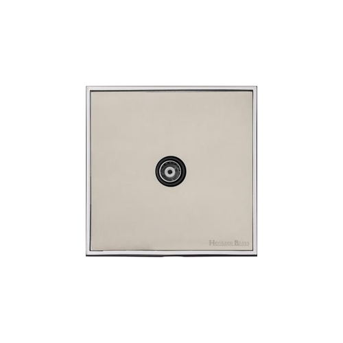 Executive Range Satin Nickel with Polished Chrome Switches & Sockets, EX25 - 1 Gang Isolated TV Coaxial Socket by Heritage Brass By M-Marcus