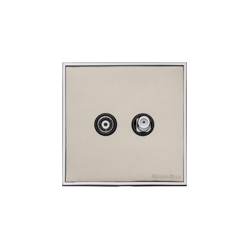 Executive Range Satin Nickel with Polished Chrome Switches & Sockets, EX25 - TV/Satellite Socket by Heritage Brass By M-Marcus