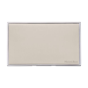 Executive Range Satin Nickel with Polished Chrome Switches & Sockets, EX25 - Double Blank Plate by Heritage Brass By M-Marcus