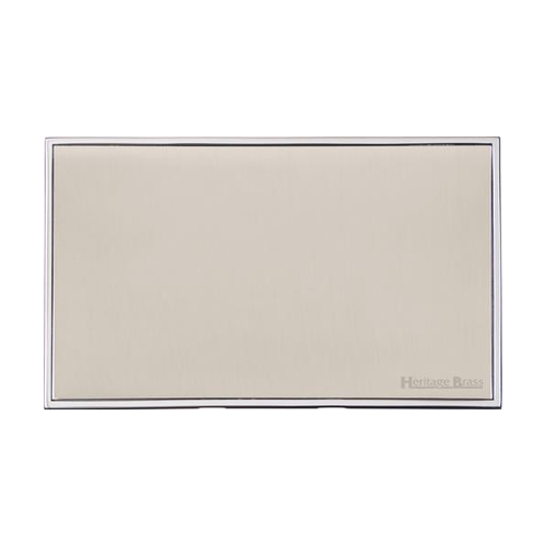 Executive Range Satin Nickel with Polished Chrome Switches & Sockets, EX25 - Double Blank Plate by Heritage Brass By M-Marcus