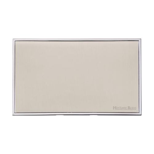 Executive Range Satin Nickel with Polished Chrome Switches & Sockets, EX25 - Double Blank Plate by Heritage Brass By M-Marcus