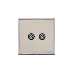 Executive Range Satin Nickel with Polished Chrome Switches & Sockets, EX25 - 2 Gang TV Coaxial Socket by Heritage Brass By M-Marcus