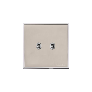 Executive Range Satin Nickel with Polished Chrome Switches & Sockets, EX25 - 2 Gang Stockholm Toggle by Heritage Brass By M-Marcus