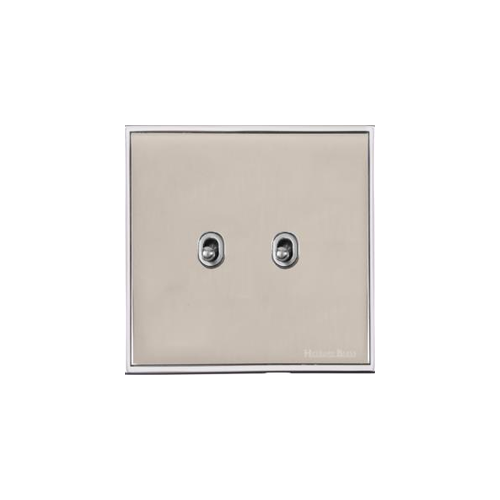 Executive Range Satin Nickel with Polished Chrome Switches & Sockets, EX25 - 2 Gang Stockholm Toggle by Heritage Brass By M-Marcus