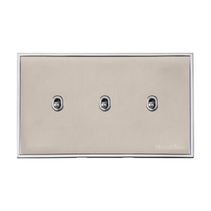 Executive Range Satin Nickel with Polished Chrome Switches & Sockets, EX25 - 3 Gang Stockholm Toggle by Heritage Brass By M-Marcus