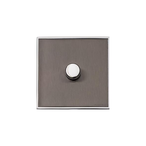 Executive Range Satin Black Nickel with Polished Chrome Switches & Sockets, EX26 - 1 Gang TED Dimmer (Compatible with LED Lamps) by Heritage Brass By M-Marcus