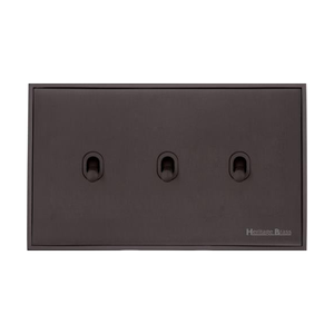 Executive Range Matt Bronze Switches & Sockets, EX9 - 3 Gang Stockholm Toggle by Heritage Brass By M-Marcus