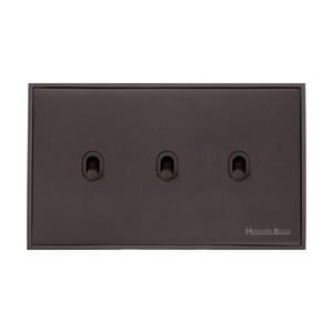 Executive Range Matt Bronze Switches & Sockets, EX9 - 3 Gang Stockholm Toggle by Heritage Brass By M-Marcus