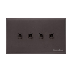 Executive Range Matt Bronze Switches & Sockets, EX9 - 4 Gang Stockholm Toggle by Heritage Brass By M-Marcus
