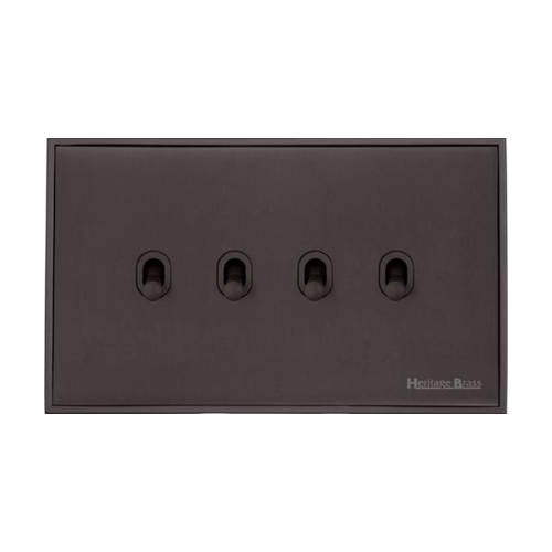 Executive Range Matt Bronze Switches & Sockets, EX9 - 4 Gang Stockholm Toggle by Heritage Brass By M-Marcus