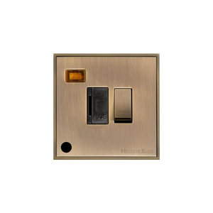 Executive Range Antique Brass Switches & Sockets, EX91 - Switched Spur with Neon + Cord (13 Amp) by Heritage Brass By M-Marcus