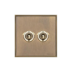 Executive Range Antique Brass Switches & Sockets, EX91 - 2 Gang Toggle Switch by Heritage Brass By M-Marcus