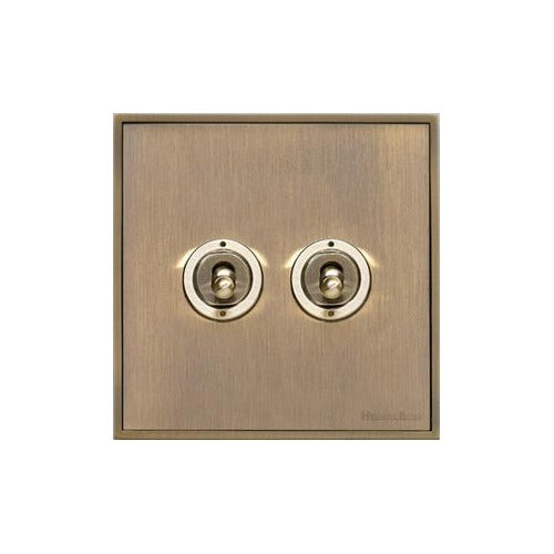 Executive Range Antique Brass Switches & Sockets, EX91 - 2 Gang Toggle Switch by Heritage Brass By M-Marcus