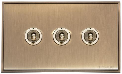 Executive Range - Antique Brass - 3 Gang Dolly Switch