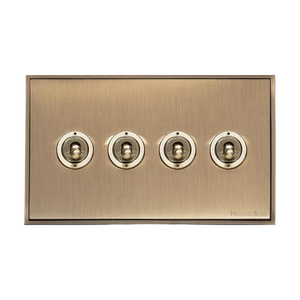 Executive Range Antique Brass Switches & Sockets, EX91 - 4 Gang Toggle Switch by Heritage Brass By M-Marcus
