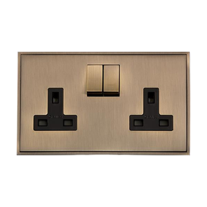 Executive Range Antique Brass Switches & Sockets, EX91 - Double Socket (13 Amp) by Heritage Brass By M-Marcus