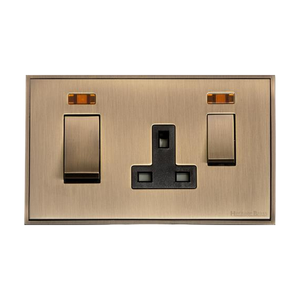 Executive Range Antique Brass Switches & Sockets, EX91 - 45A Cooker Unit + 13A Socket by Heritage Brass By M-Marcus