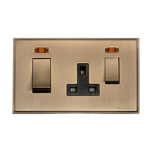Executive Range Antique Brass Switches & Sockets, EX91 - 45A Cooker Unit + 13A Socket by Heritage Brass By M-Marcus