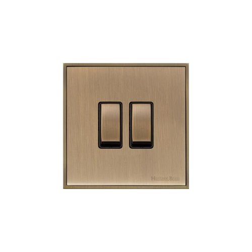 Executive Range Antique Brass Switches & Sockets, EX91 - 2 Gang Rocker Switch by Heritage Brass By M-Marcus