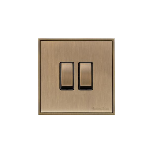 Executive Range Antique Brass Switches & Sockets, EX91 - 2 Gang Rocker Switch by Heritage Brass By M-Marcus