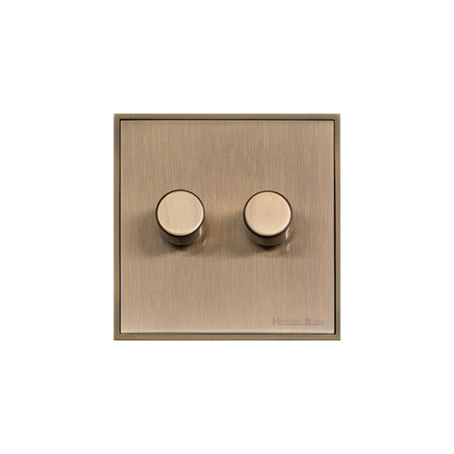 Executive Range Antique Brass Switches & Sockets, EX91 - 2 Gang Dimmer 400 watts (Compatible with halogen/ incandescent bulbs) by Heritage Brass By M-Marcus