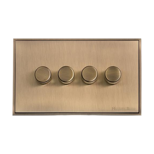 Executive Range Antique Brass Switches & Sockets, EX91 - 4 Gang Dimmer 250 watts (Compatible with halogen/ incandescent bulbs) by Heritage Brass By M-Marcus