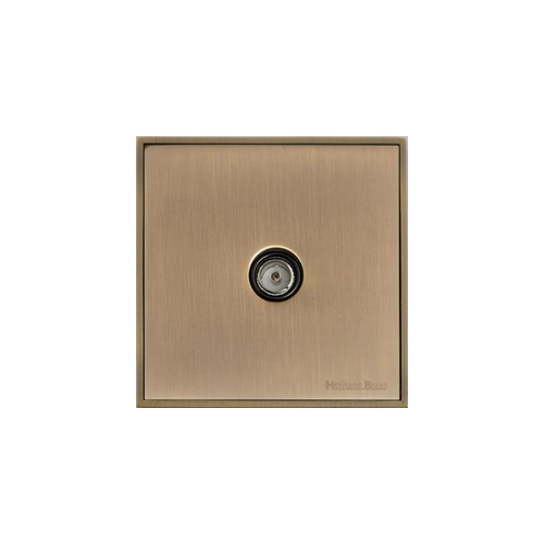 Executive Range Antique Brass Switches & Sockets, EX91 - 1 Gang Isolated TV Coaxial Socket by Heritage Brass By M-Marcus