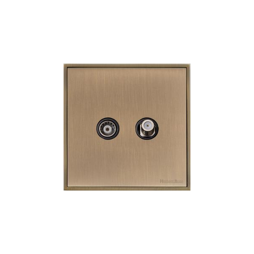 Executive Range Antique Brass Switches & Sockets, EX91 - TV/Satellite Socket by Heritage Brass By M-Marcus