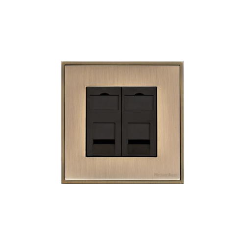 Executive Range Antique Brass Switches & Sockets, EX91 - 2 Gang Master Line Socket by Heritage Brass By M-Marcus
