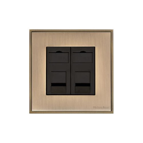 Executive Range Antique Brass Switches & Sockets, EX91 - 2 Gang CAT6 by Heritage Brass By M-Marcus