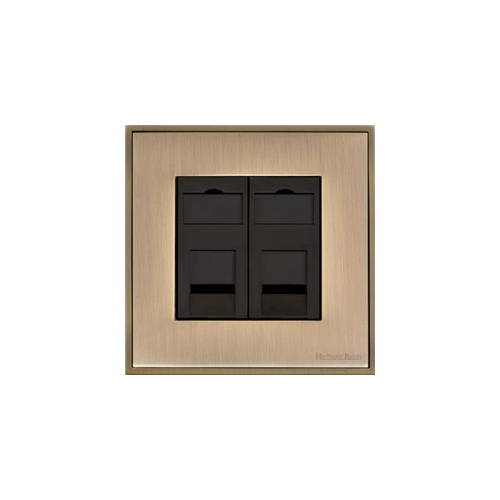 Executive Range Antique Brass Switches & Sockets, EX91 - 2 Gang RJ45 by Heritage Brass By M-Marcus
