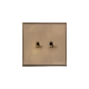 Executive Range Antique Brass Switches & Sockets, EX91 - 2 Gang Stockholm Toggle by Heritage Brass By M-Marcus
