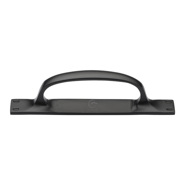 M Marcus - Heritage Brass, Matt Black Iron Cabinet Pull Handle On Plate, Cabinet Hardware, Cabinet Pull Handles