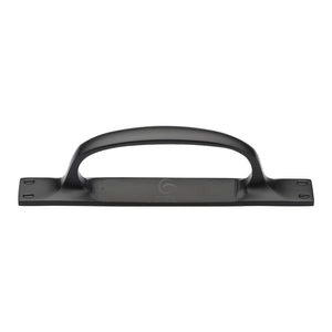 M Marcus - Heritage Brass, Matt Black Iron Cabinet Pull Handle On Plate, Cabinet Hardware, Cabinet Pull Handles