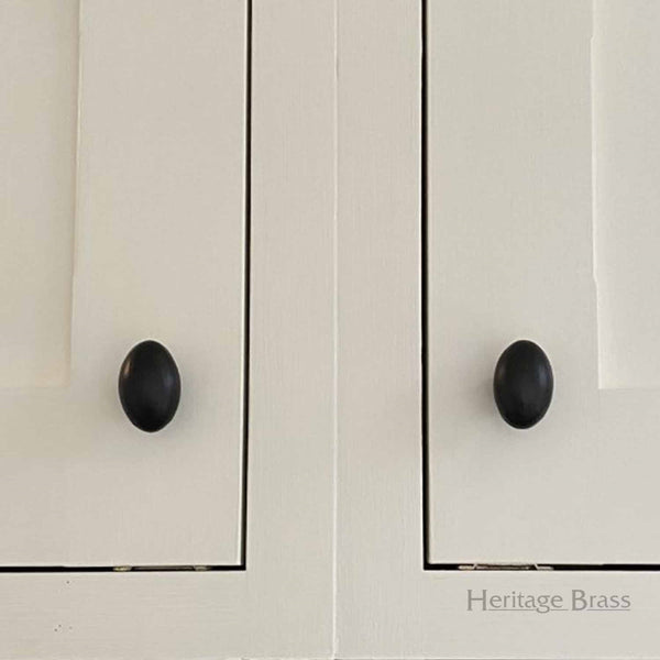 Matt Black Iron Oval Cabinet Knob by M Marcus - Heritage Brass
