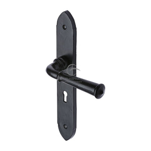 M Marcus - Heritage Brass, Black Iron Hadley Door Handle on Plate, Door Handles, Door Handles on Plate