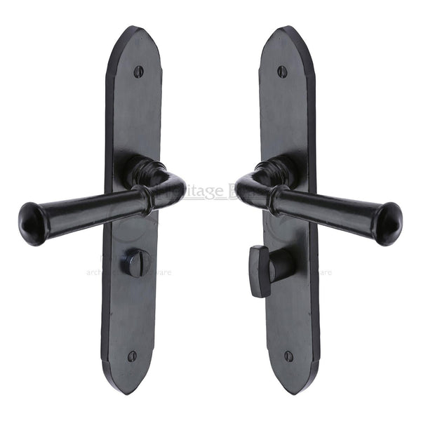 M Marcus - Heritage Brass, Black Iron Hadley Door Handle on Plate, Door Handles, Door Handles on Plate