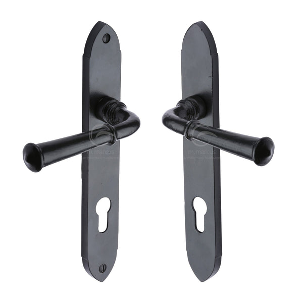 M Marcus - Heritage Brass, Black Iron Hadley Door Handle on Plate, Door Handles, Door Handles on Plate