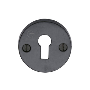 M Marcus - Heritage Brass, Standard Key Escutcheon Round Black Iron, Escutcheons & Privacy Thumbturns, Escutcheons