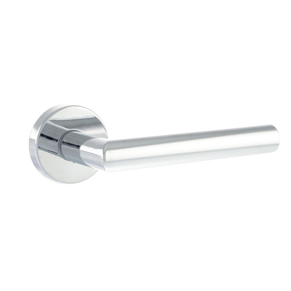 Forme Elle Lever Door Handle on Minimal Round Rose by Atlantic Hardware