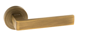 Forme Asti Lever Door Handle on Minimal Round Rose - Yester Bronze by Atlantic Hardware
