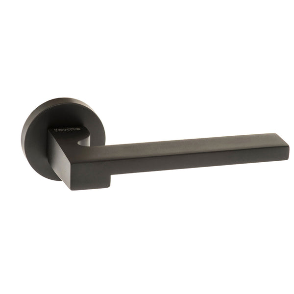 Forme Ginevra Lever Door Handle on Minimal Round Rose by Atlantic Hardware