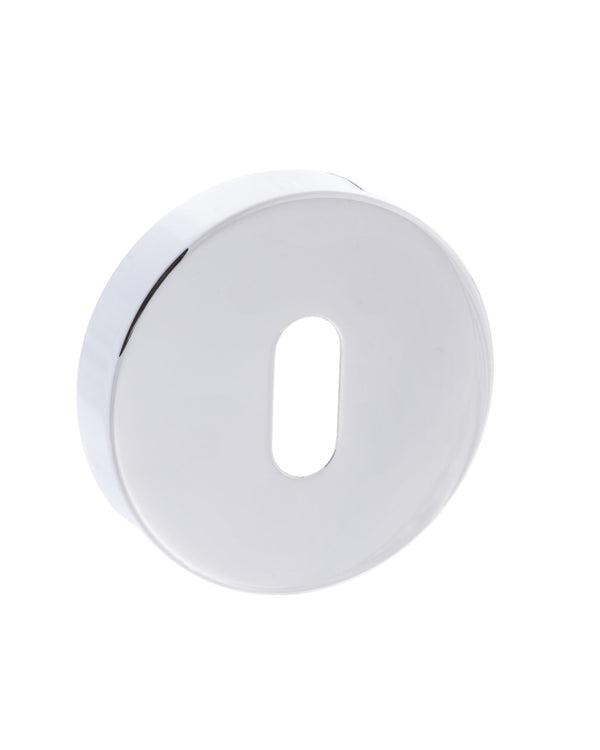 Forme Key Escutcheons on Minimal Round Rose by Atlantic Hardware