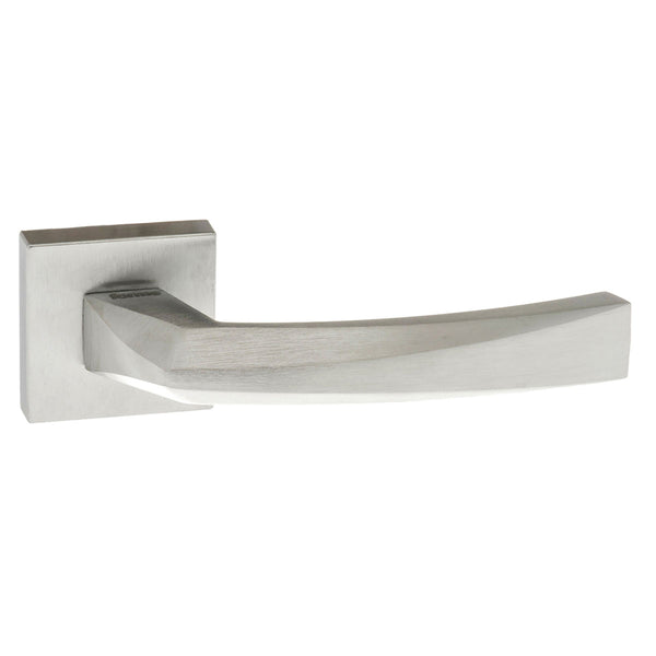 Forme Crystal Lever Door Handle on Minimal Square Rose by Atlantic Hardware